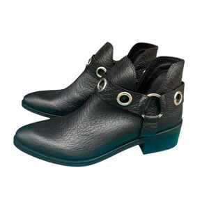 Kaanas Morelia Harness Grommet Open-Ankle Bootie Boot Black Leather Size 6.5